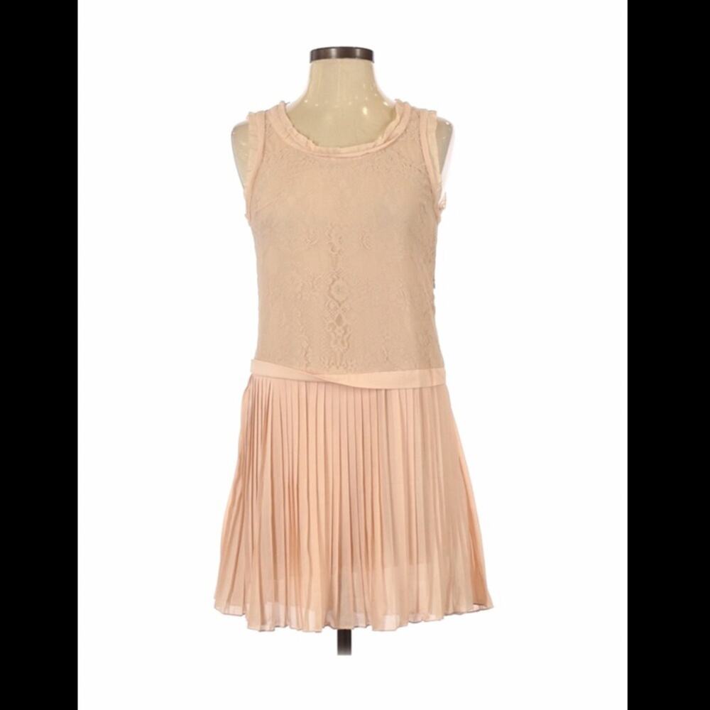 Esley Pale pink pleats and lace drop waist button back dress, size small‎